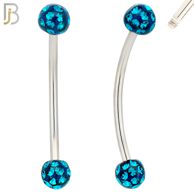 EC05S16-16 - 16g Thickness 316L Surgical Steel Snake Eye 16mm Curved Barbell Coated Multi Zircon Externally Threaded (PACK OF 4) image 5