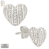 925-ES477 - 925 Sterling Silver CZ Studded Heart Push Back Stud Earring image 0