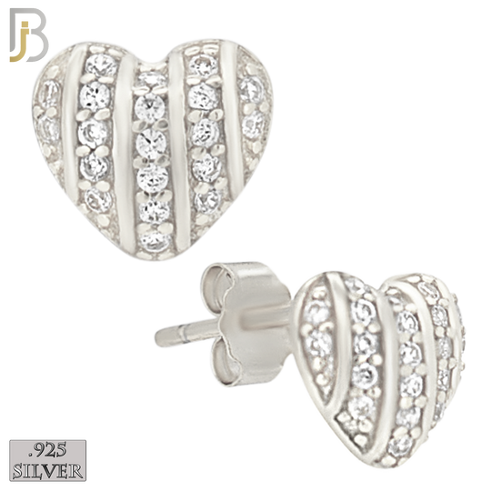 925-ES477 - 925 Sterling Silver CZ Studded Heart Push Back Stud Earring image 0