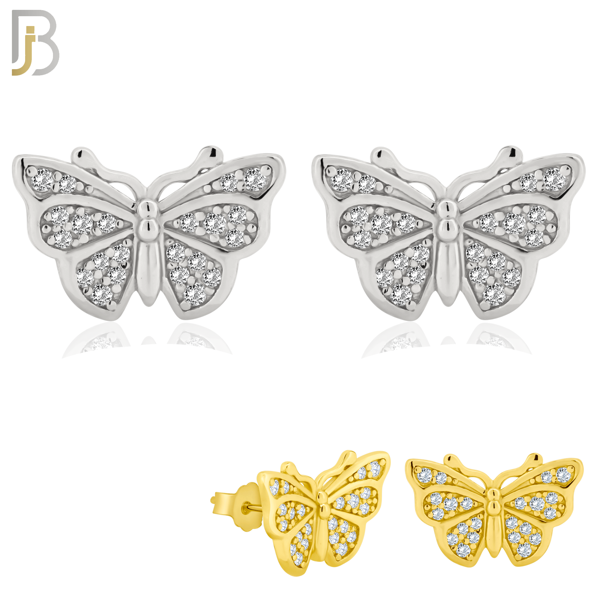 925-ES246 – .925 Sterling Silver Butterfly Design Earring Stud with Zircon image 0