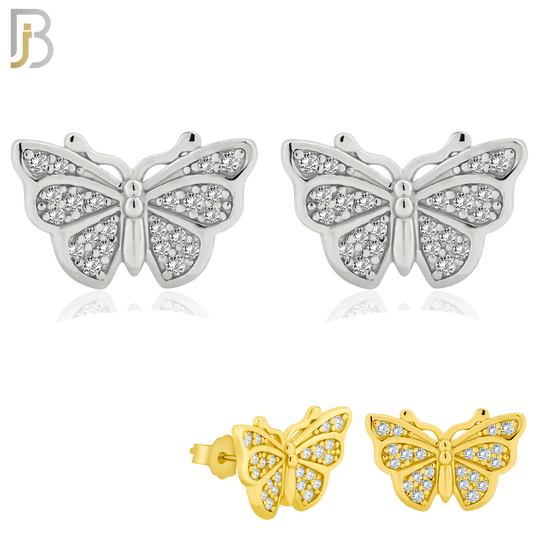 925-ES246 – .925 Sterling Silver Butterfly Design Earring Stud with Zircon image 0