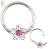 CT98 - 316 Stainless Steel Flower Hinged Hoop Nose Ring (PACK OF 6) image 3