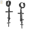 ES39 - 316L Stainless Steel Dangling 3 Cross Design Huggies Clip On image 1