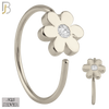 925-CT07 - 925 Sterling Silver 22g Thickness Flower with CZ Hoops Piercing (PACK OF 6) image 0
