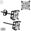925-ES72-KC - .925 Sterling Silver Black Plated Earring Stud Casting Square Princess Cut Prong Setting Clear Zircon image 6