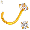 NR03G - 316L Surgical Steel Gold Plated Nose CorkScrew  Prong Set Zircon Round Nose Ring (PACK OF 6) image 4