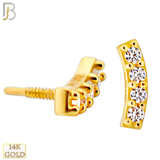 14-LB118 - 14k Yellow Gold Curved Bar with Cubic Zirconia Labret image 1