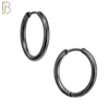 ES95K - 316L Stainless Steel Black Plated 2mm Thickness Plain Hoops Design Huggies Clip On image 4