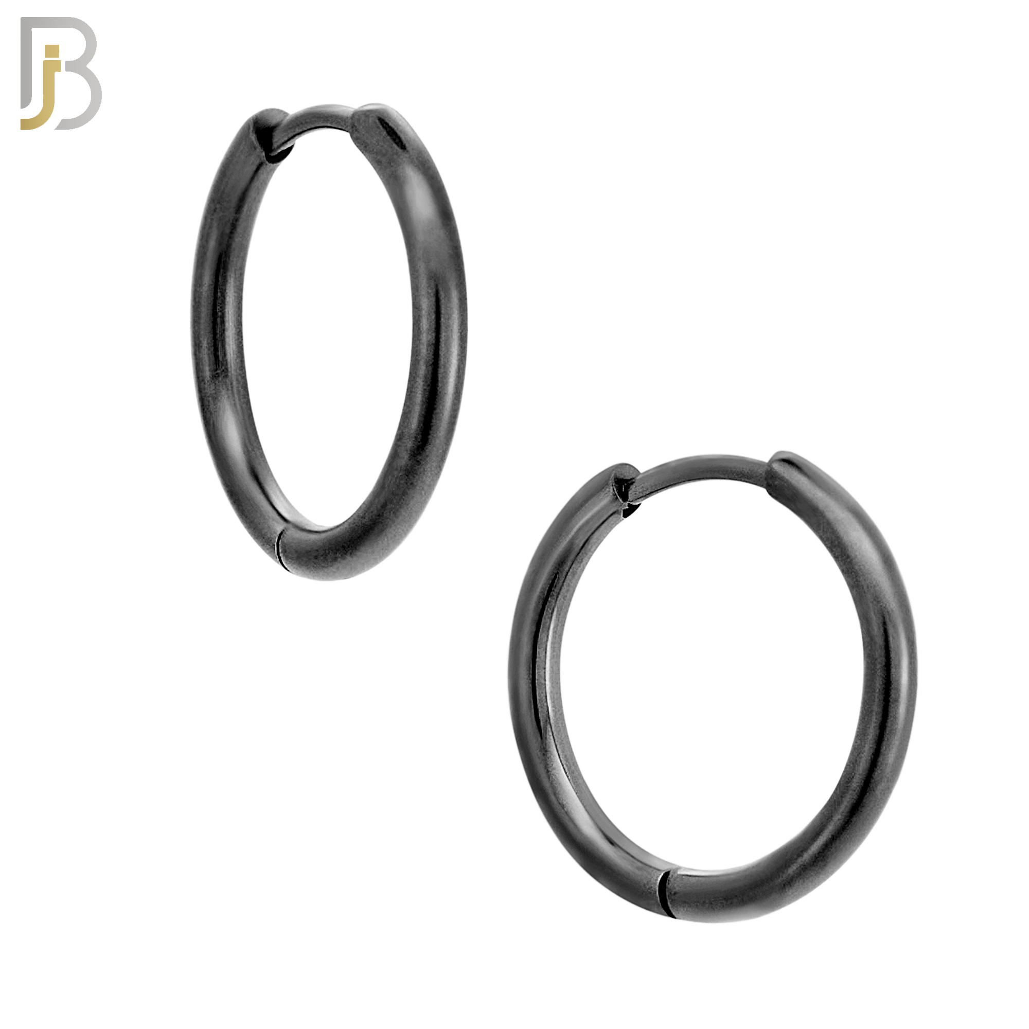 ES95K - 316L Stainless Steel Black Plated 2mm Thickness Plain Hoops Design Huggies Clip On image 4