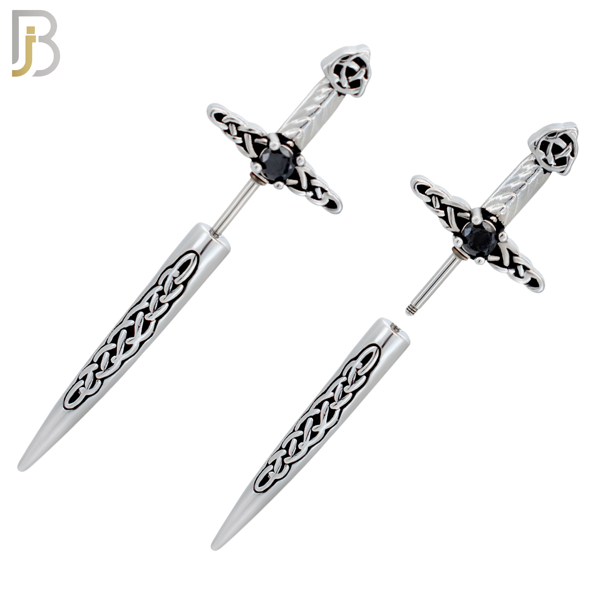 ES487 - 316L Stainless Steel Sword Screw Closure Earrings image 1