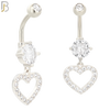 N033 - 316L Stainless Steel Dangling Hollow Heart with ZIrcon Design Belly Ring with 5mm Screw Ball image 1