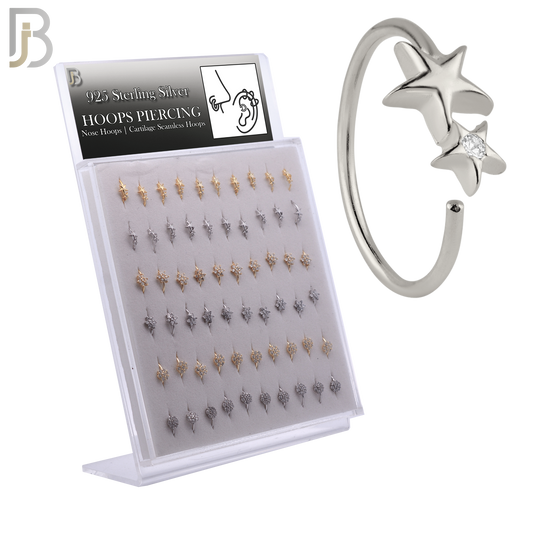 925-PK-CT9MX4-SG60 - 925 Sterling Silver Three Different Designs Nose Hoop - Pack of 60 image 0