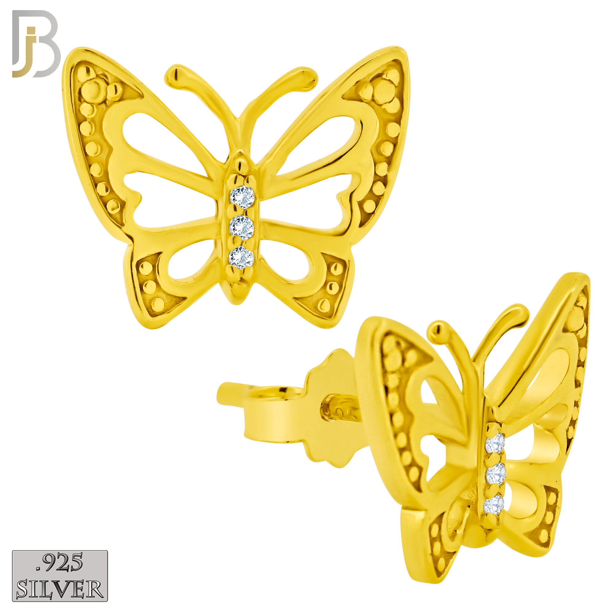 925-ES377 - .925 Sterling Silver Butterfly Stud Earrings image 2