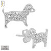 925-ES159 - .925 Sterling Silver Dog with Zircon Design Earring Stud image 1