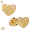 14-ES89 - 14k Solid Gold Heart Design with Zircon Earring Stud image 0
