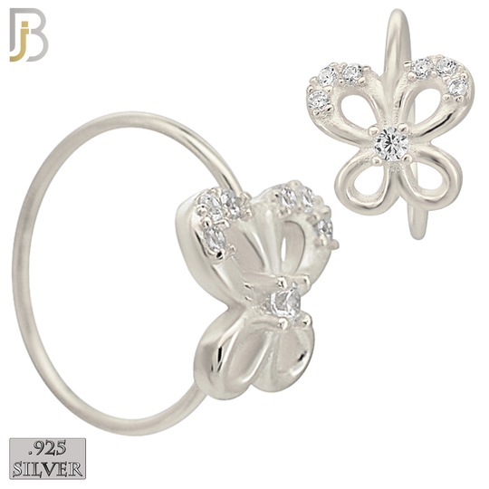 925-CT100 -  925 Sterling Silver Butterfly Hoops with Cubic Zirconia (Pack of 6) image 1