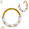 14-TH58 - 14k Yellow Gold 18g Thickness Twist to Open Hoops with Baguette CZ image 0