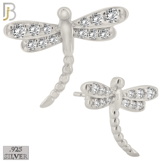 925-ES360 - .925 Sterling Silver Dragon Fly with CZ Stud Earrings image 1