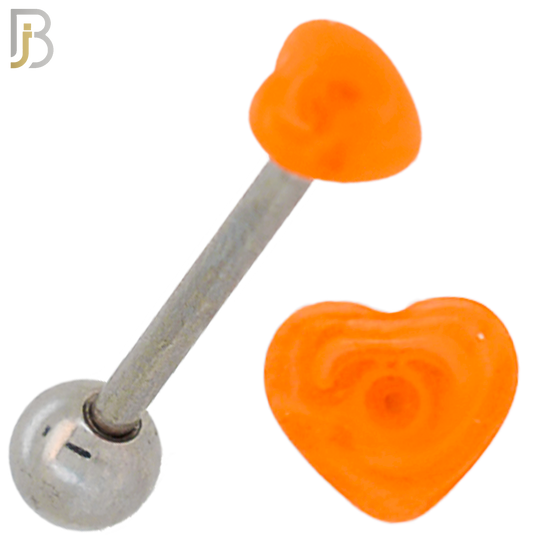 PK-BB49 - 316L Surgical Steel Barbell with Acrylic Marble Heart Screw External Threaded Pack of 120 image 4