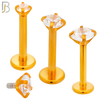 LB14RC16 - 16g 316L Surgical Steel Rose Gold Plated Bar Prong Setting  Zircon Internally Threaded Labret (PACK OF 6) image 0