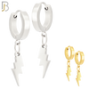 ES133 - Stainless Steel Huggies Hoops Earrings with Dangle Lightning Bolt image 0