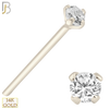 14-NR02CW-22 - 14k Solid White Gold 22g Prong Setting  Round Cubic Zircona Nose Stud Bend-it Yourself, Nose Straight  - 2mm image