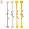 PK-BB57 - 316L Surgical Steel Screw Bar with Two Design Industrial Barbell in Steel & Gold Plated Colors Pack of 16 pcs image 2