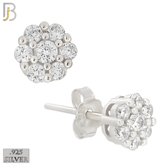 925-ES488S - 925 Sterling Silver Round Flower Push Back Stud Earring image 0