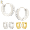 ES358 - 316L Stainless Steel Huggies Earring with 7 Round Cubic Zirconia in Channel Setting image 0