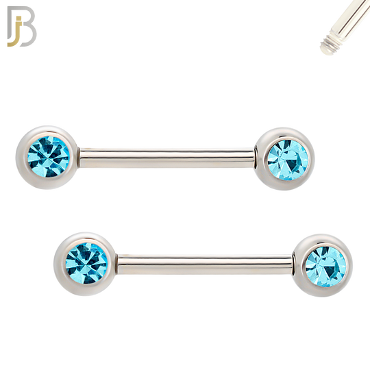 NP01-5 - 316L Surgical Steel Screw 5mm Plain Ball with Bezel Zircon Nipple Ring Piercing image 3