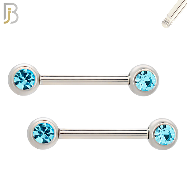 NP01-5 - 316L Surgical Steel Screw 5mm Plain Ball with Bezel Zircon Nipple Ring Piercing image 3