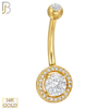 14-NB11 - 14k Solid Gold Banana Belly Ring with Round CZ Design image 0