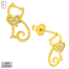 925-ES222 – .925 Sterling Silver Cat Heart Earring Stud with Zircon image 2