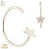 14-CT42 - 14k Solid Gold Plain Star Halfmoon Hoops Piercing image 1