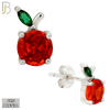 925-ES470 - 925 Sterling Silver Single Cherry Push Back Stud Earring image 1