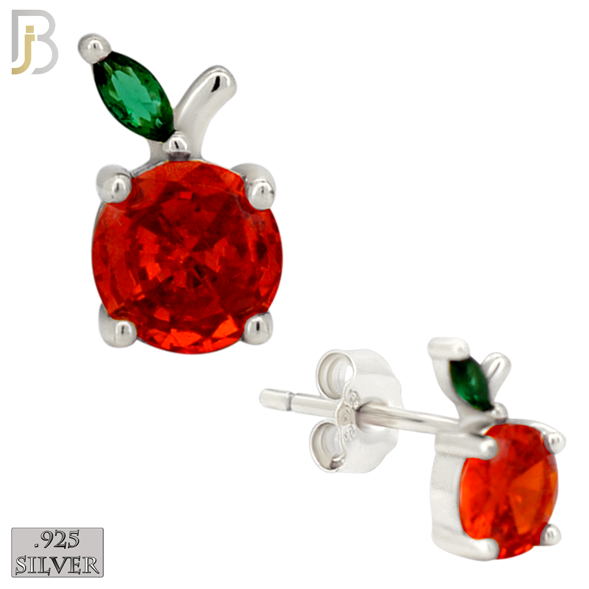 925-ES470 - 925 Sterling Silver Single Cherry Push Back Stud Earring image 1