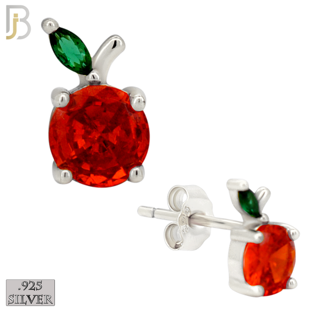 925-ES470 - 925 Sterling Silver Single Cherry Push Back Stud Earring image 1