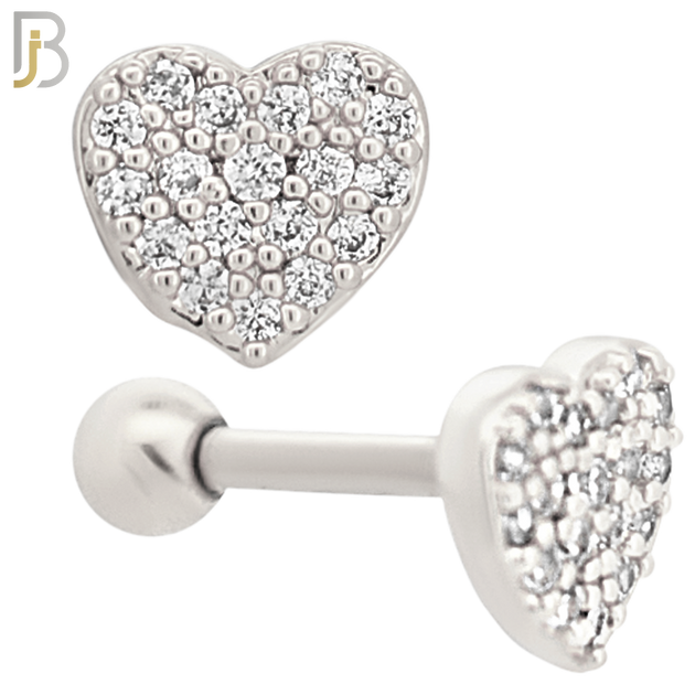 TB51 - 316L Stainless Steel and Brass Heart with Multi Zircon Design Tragus Barbell Cartilage Piercing Externally Threaded (PACK OF 6) image 2