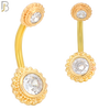 NB28 - 316L Stainless Steel Round Flower with CZ  Banana Belly Navel Ring image 2
