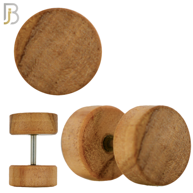 FP29-LB - Light Brown Plain Wood Fake Plug (PACK OF 3 Pairs) image 0