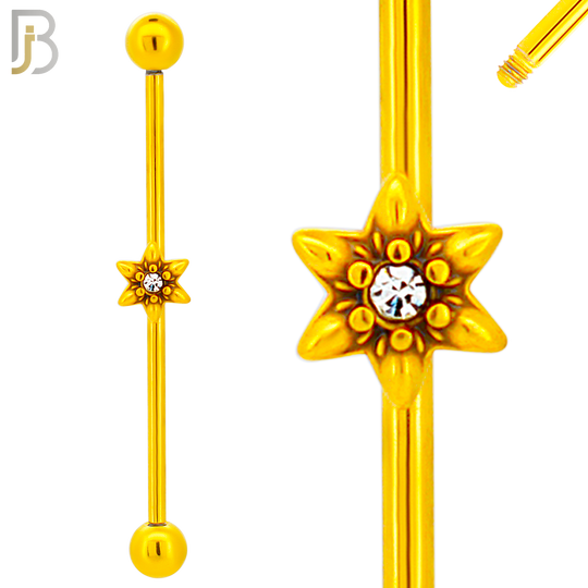 BB71 - 316L Surgical Steel Screw Bar with Flower Design Barbell Industrial (PACK OF 4) image 2