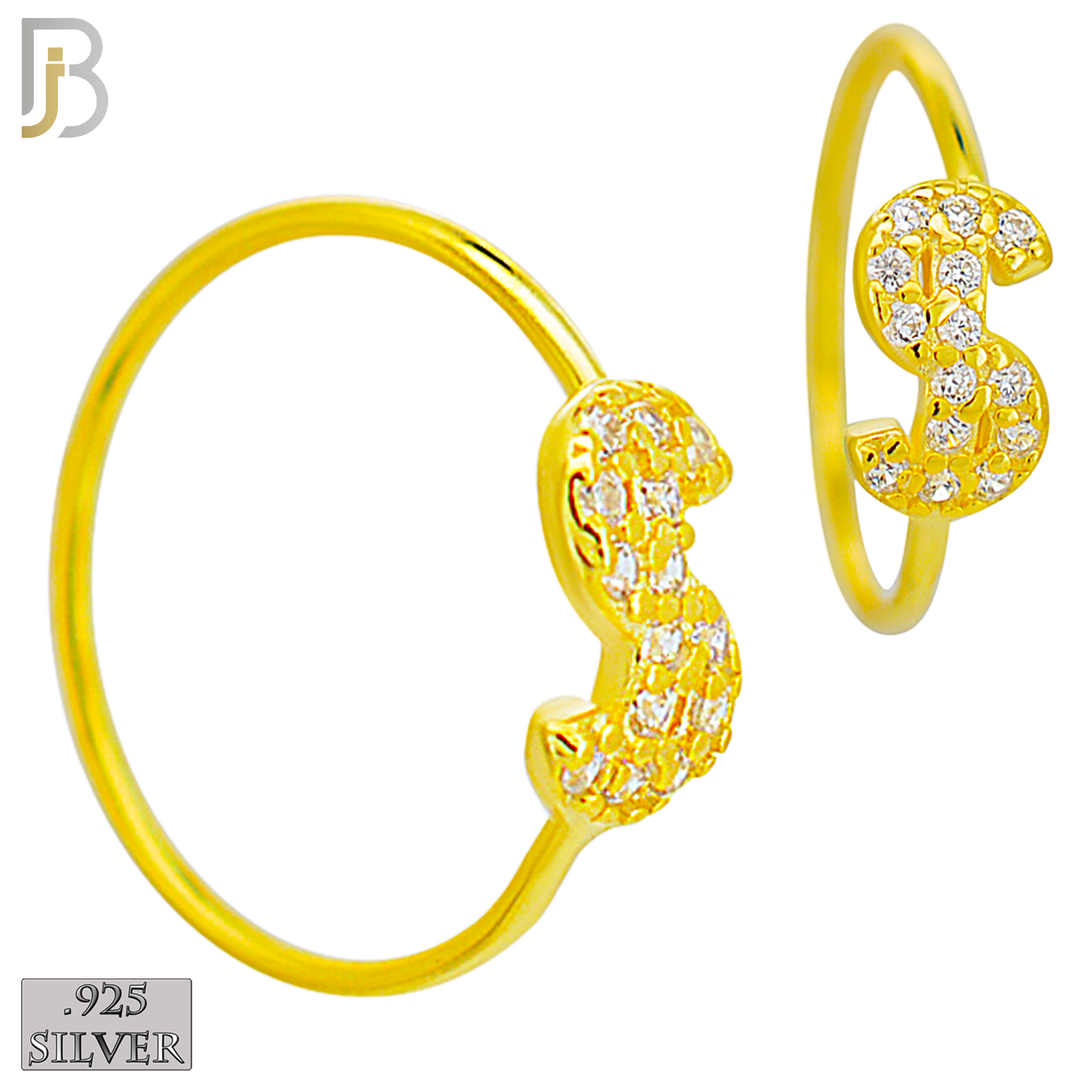 925-CT117-  925 Sterling Silver CZ Letter "S" Hoop with Multi CZ (Pack of 6) image 2