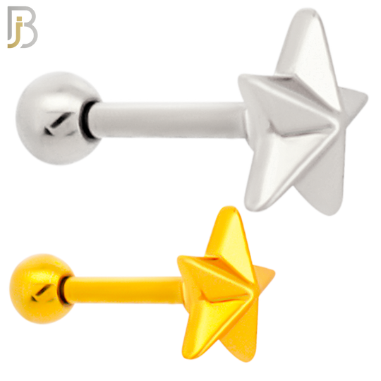 TB54 - 316L Stainless Steel Plain Nautical Star Tragus Barbell Cartilage Piercing Screw Ball Externally Threaded (PACK OF 6) image 0