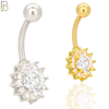 NB20 - 316L Stainless Steel Sun Zircon  Banana Belly Navel Ring image 0