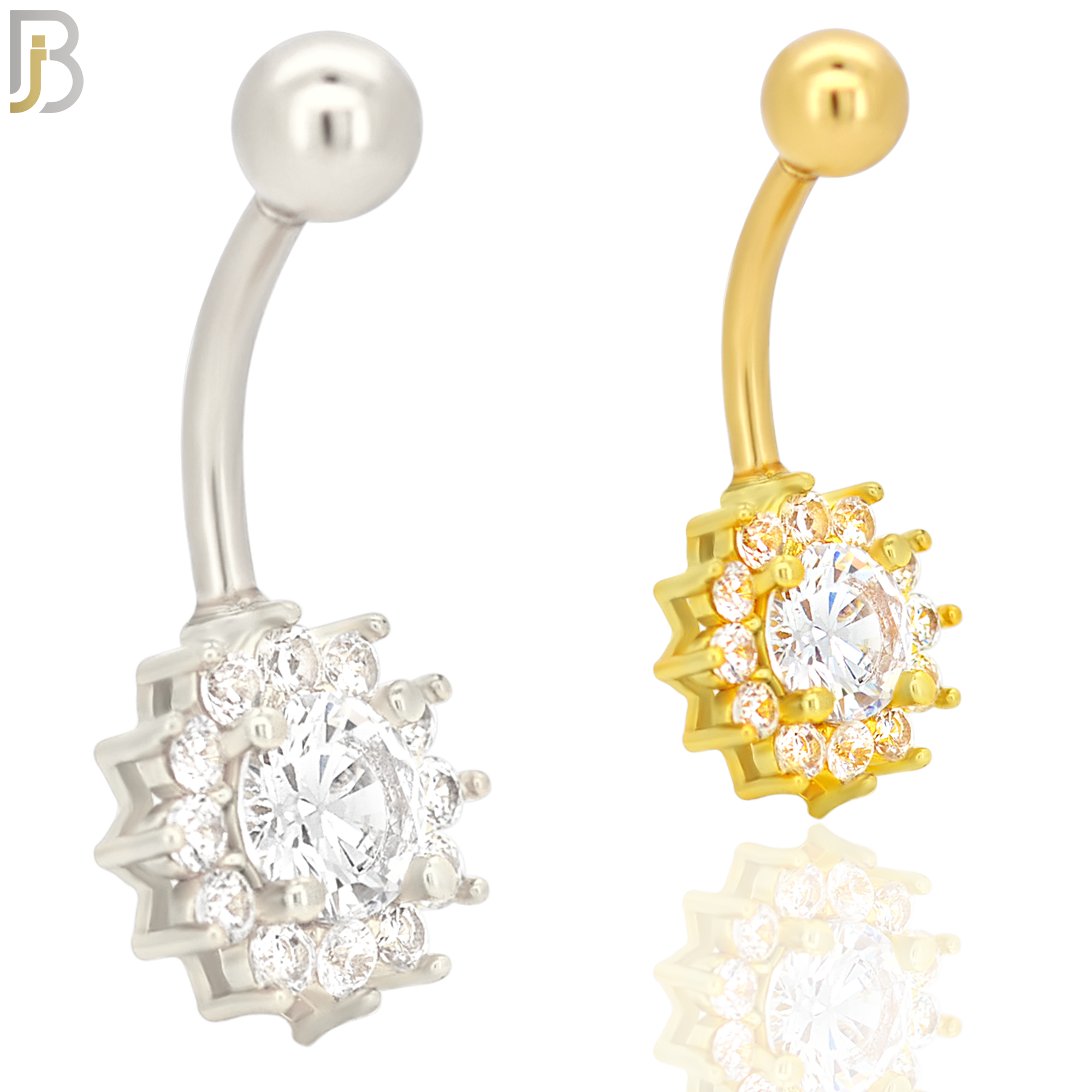 NB20 - 316L Stainless Steel Sun Zircon  Banana Belly Navel Ring image 0