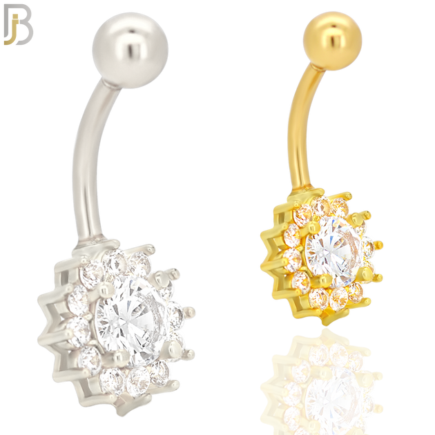 NB20 - 316L Stainless Steel Sun Zircon  Banana Belly Navel Ring image 0