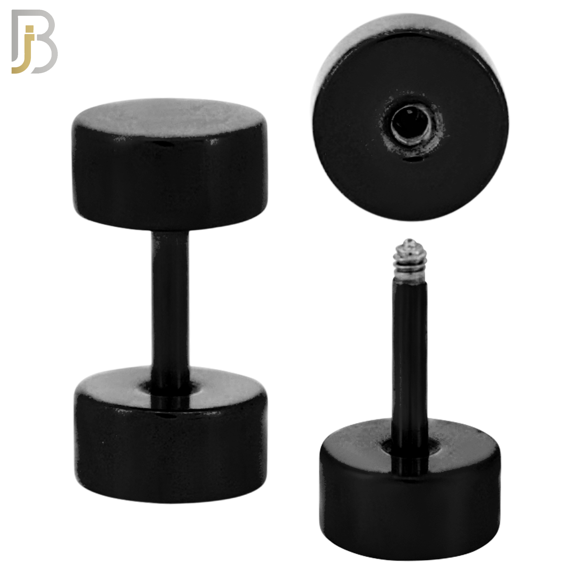 FP28K - Black Color Surgical Steel Plain Fake Plug (PACK OF 3 Pairs) image 1