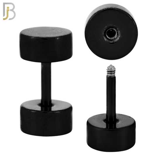 FP28K - Black Color Surgical Steel Plain Fake Plug (PACK OF 3 Pairs) image 1