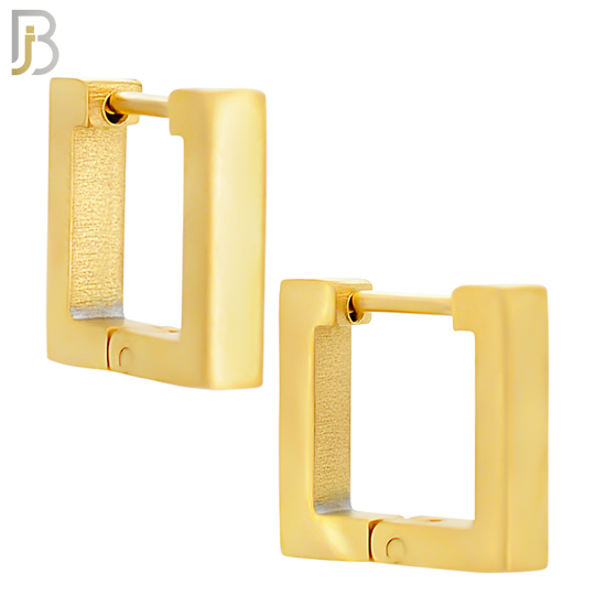 ES174 - 316L Stainless Steel Plain Huggies Square Shape  Clip On image 3