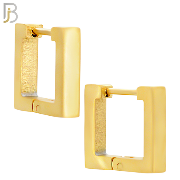 ES174 - 316L Stainless Steel Plain Huggies Square Shape  Clip On image 3